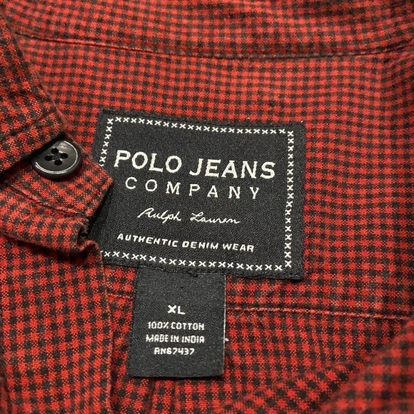 Polo Jeans Company Black Label Vintage Red Black Checkered Shirt Men's Size XL - Picture 8 of 8